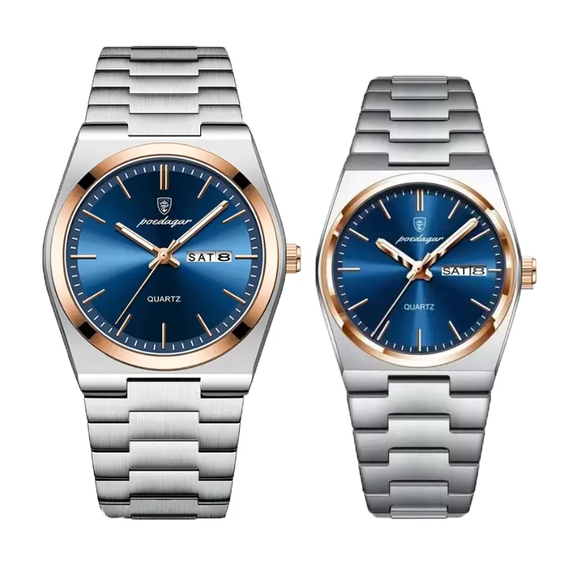 Poedagar 930 Quartz Blue Dial Couple Watch Set